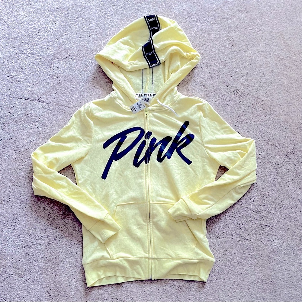 *NEW* Victoria Secret Pink Yellow Zip Hoodie - XS